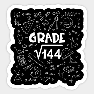 12th Grade Math Square Root Of 144 Back To School Sticker